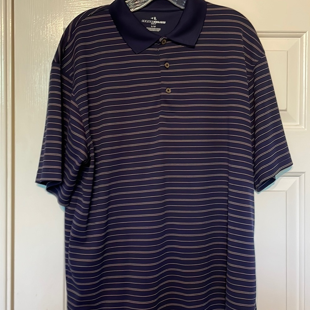 Blue horizontal striped shirt. Grand slam golf large shirt. Looks new!